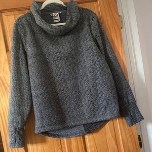 Avalanche Gray Herringbone Cowl Neck Sherpa Lined Pull Over